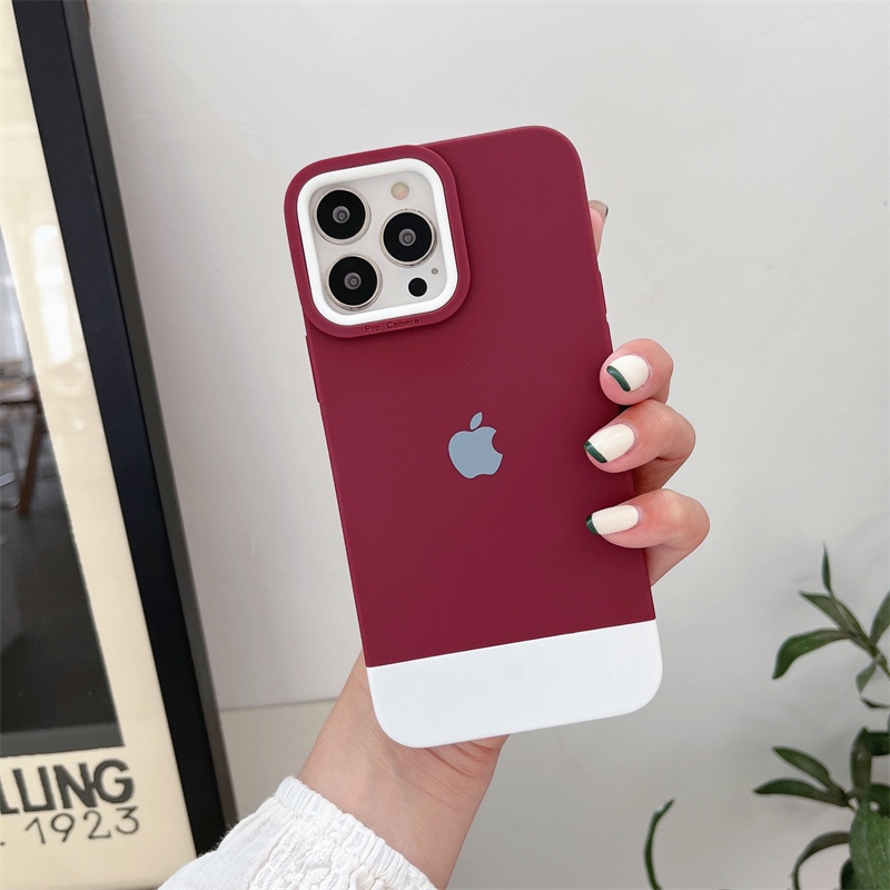 IPHONE Jahitan Silikon case Iphone14 pro max Case13 12 11 pro Max14 plus three-in-one simple shockproof soft cover Pelindung