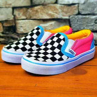 kids pink checkered vans