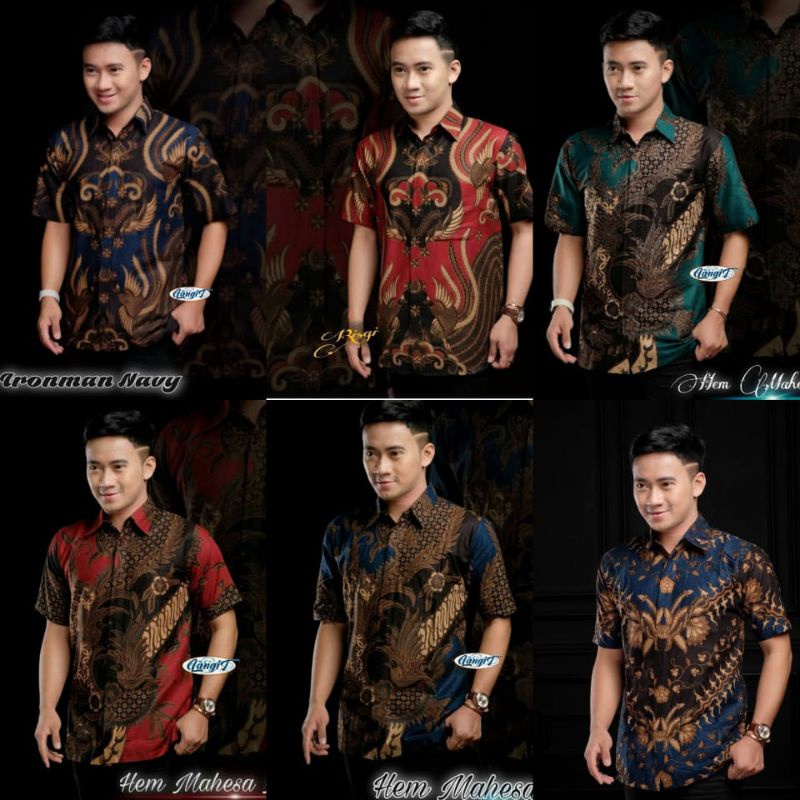 Kemeja Batik Pria Lengan Pendek BATIK BERKAHTURAH SIZE M L XL XXL BSWART BatiK HRB026 Kenongo Hem Panjang Padi