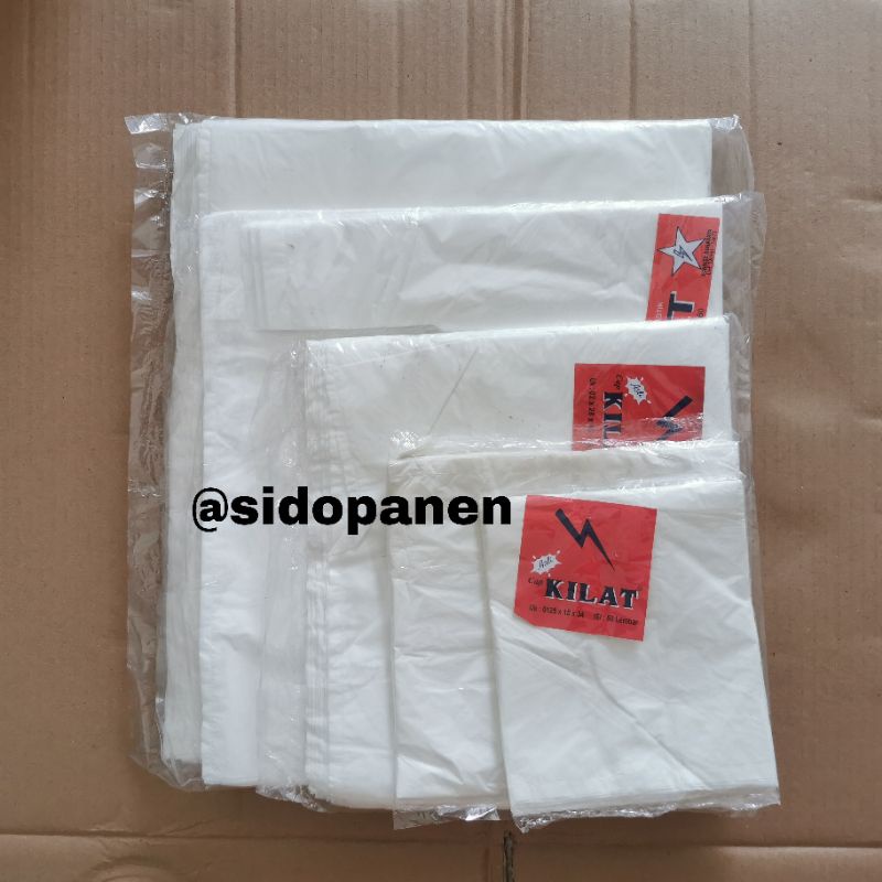 KANTONG PLASTIK KRESEK MEREK KILAT KECIL WARNA HITAM PUTIH UKURAN 15 (PAK)