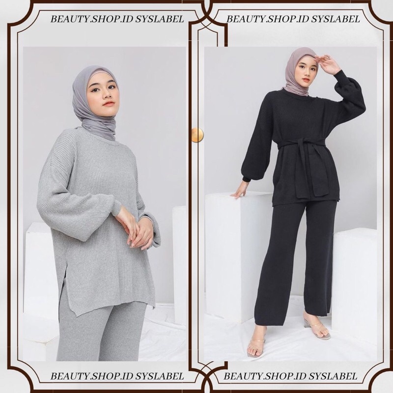 OneSet Agnia Knit by SYSLABEL - Setelan Rajut Puffy C2
