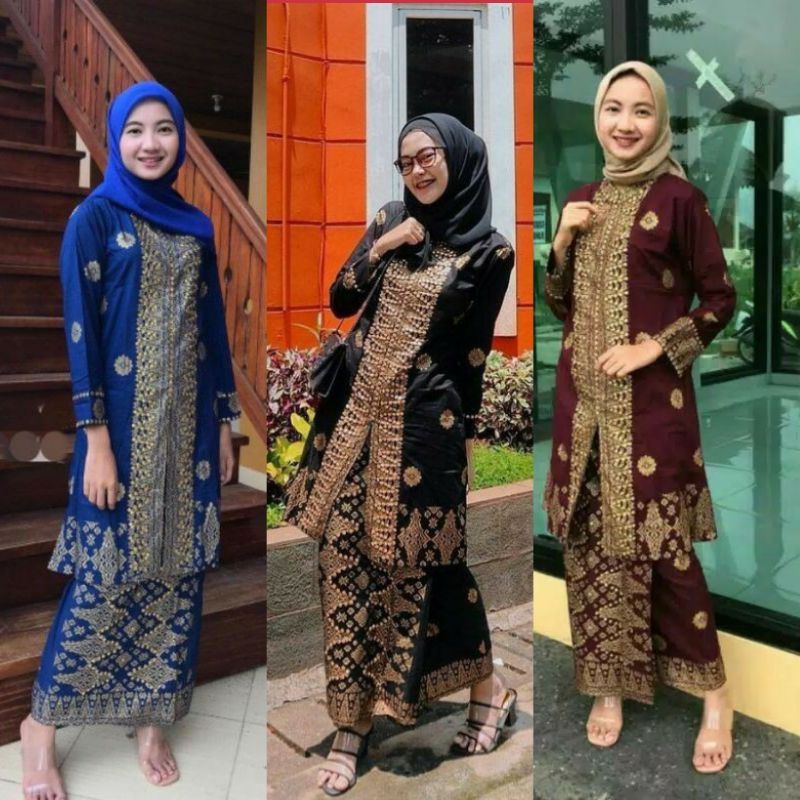 Setelan kebaya modern batik songket palembang
