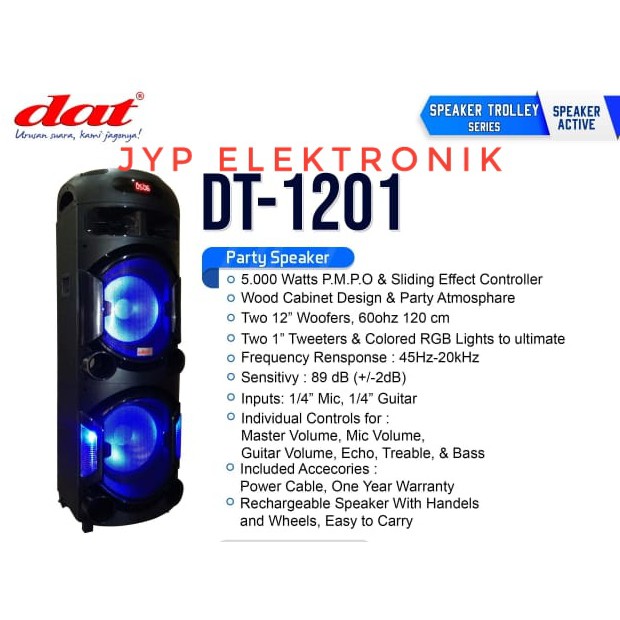 Speaker Aktif Portable DAT DT 1201 / DT1201 /DT-1201 Bluetooth USB MP3