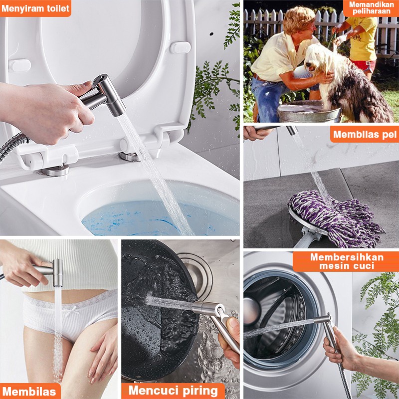 #TERMURAH!!! Jet Shower Closet Toilet Cebok TESON SS111/Semprotan Toilet Duduk SUS 304/Shower Jet Closet WC/Kepala Shower Jet Toilet/Bidet Jet Shower Toilet Closet Duduk/Kepala Semprotan Air WC/Semprot Sower Mandi Kloset Toilet/Kran Jet Washer Steel