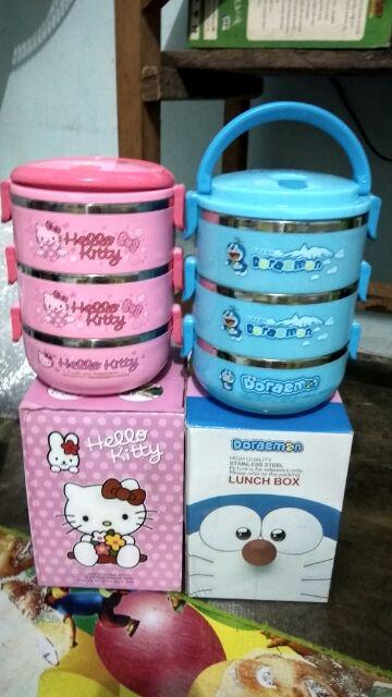 Rantang / Lunch Box Doraemon/ Hello Kitty 3 Susun