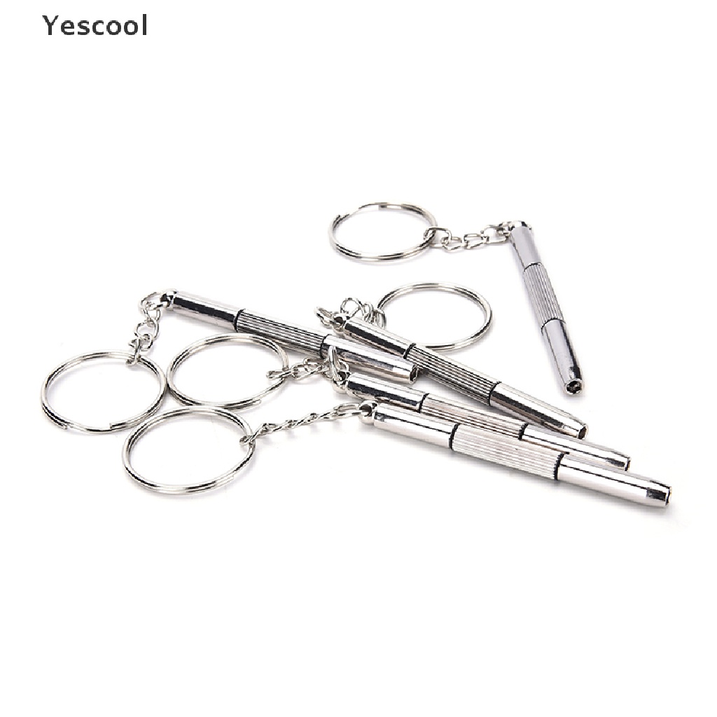 Yescool 5pcs 3in1 Obeng Mini Dengan Gantungan Kunci Untuk Reparasi Kacamata / Jam Tangan