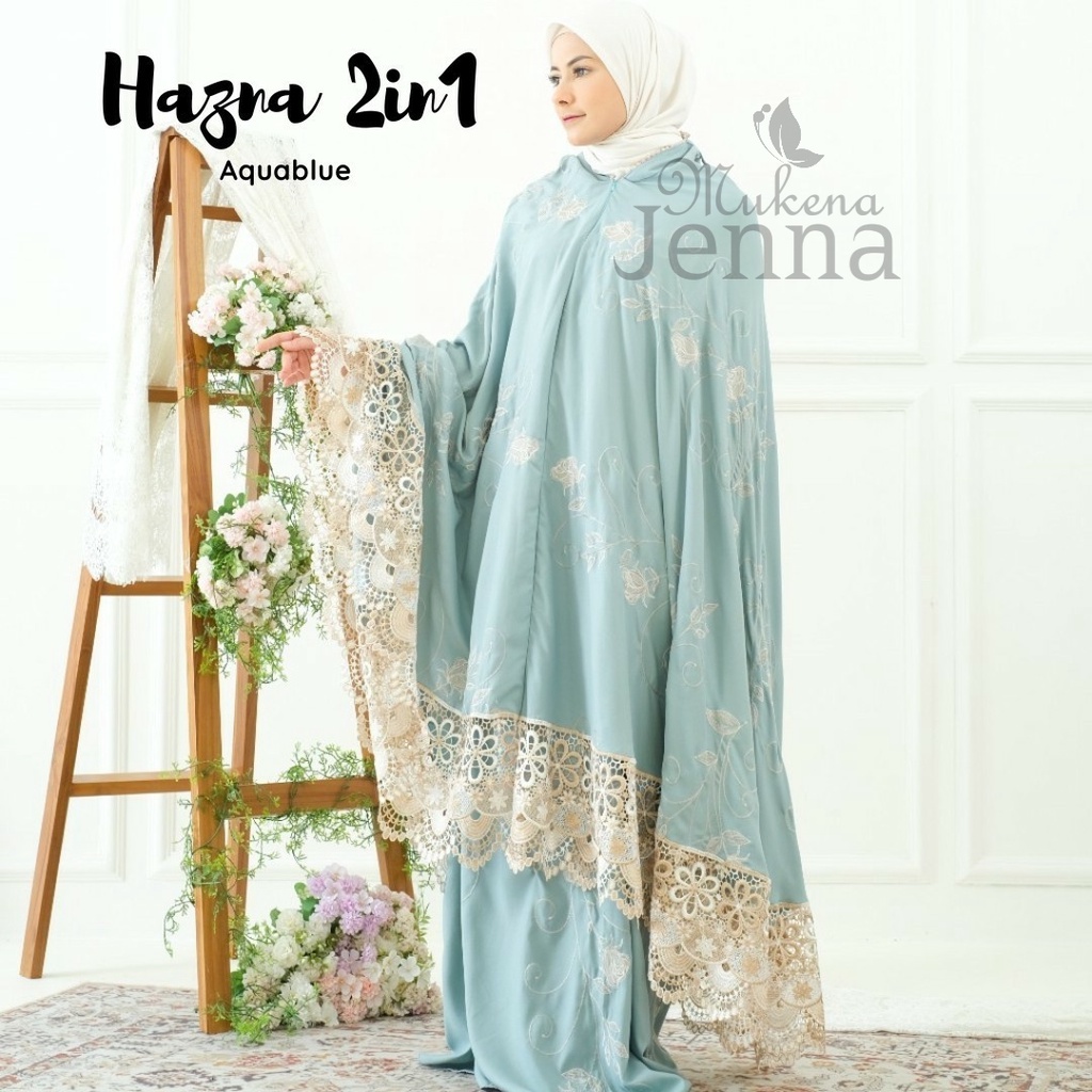 MUKENA KATUN BORDIR HAZNA COTTON PREMIUM 2in1 BISA PONCO ADEM LEMBUT MUKENAJENNA TASIKMALAYA TASIK G