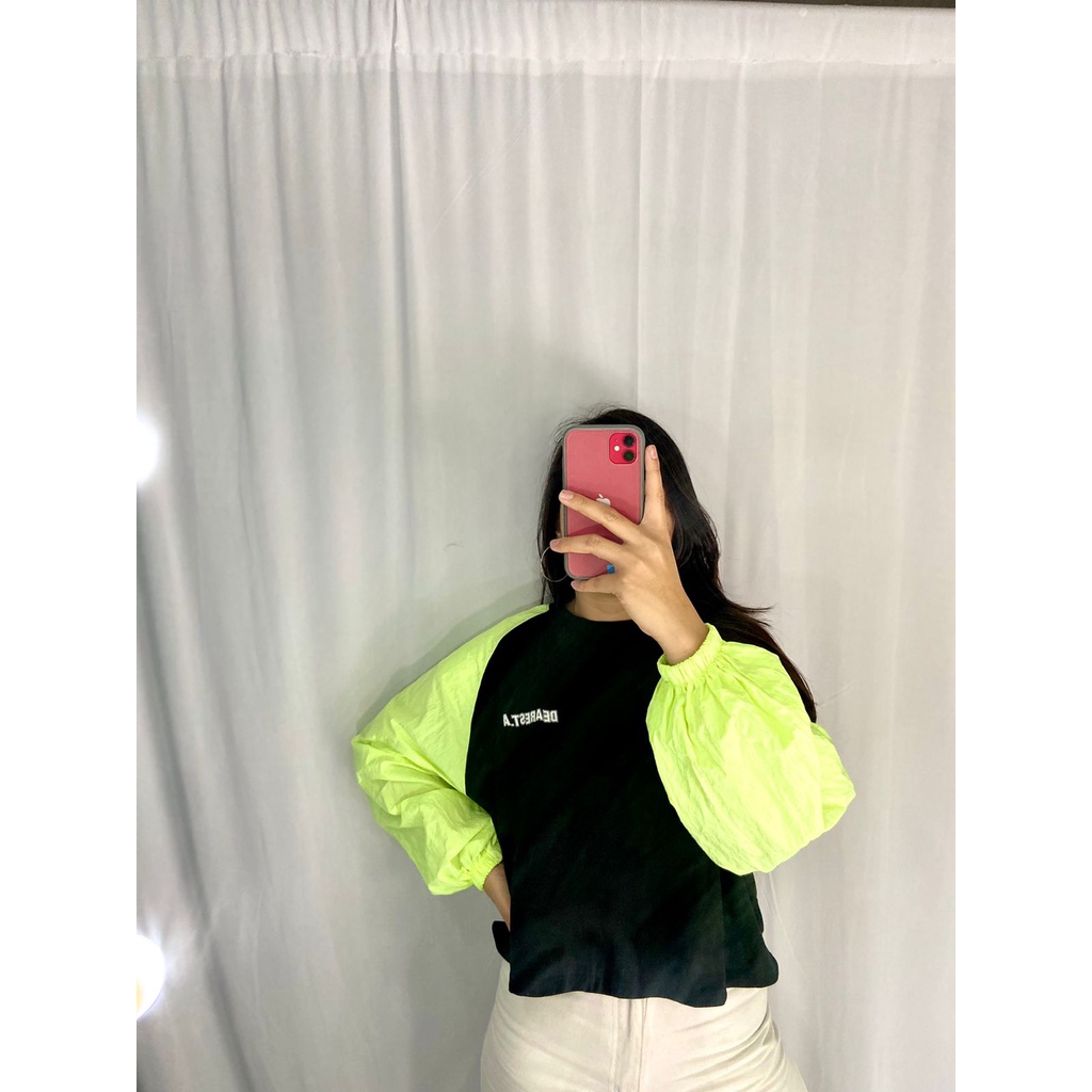 10100 ALKONG KOREA CROP KATUN OUTER JAKET BAJU ATASAN CEWE