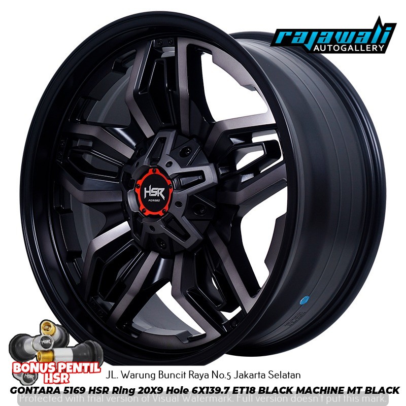 VELG OFF-RAOD HSR GONTARA RING 20 LEBAR 9 RATA BLACK untuk PAJERO SPORT FORTUNER HUMMER (H3) RING 20
