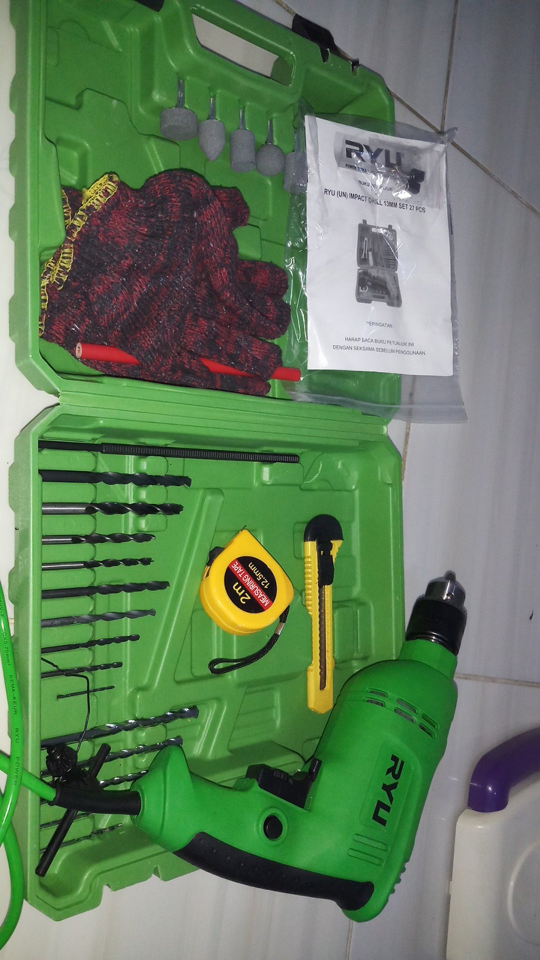 Ryu Mesin Bor Beton 13mm Rid 13-1 Reb Impact Set 27 Pcs