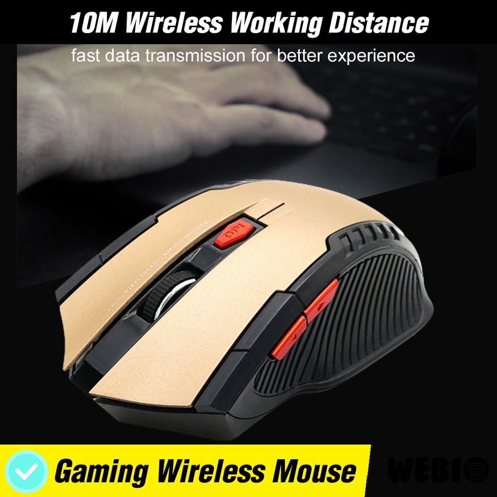 Mouse Wireless W103 USB Wireles Mause Laptop PC Murah Gaming Aneka Warna – Black Red Blue Gray Gold