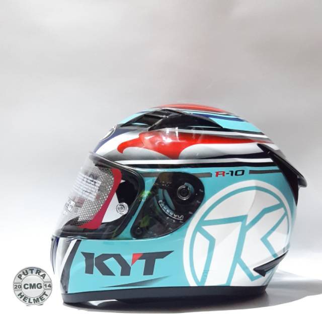 HELM KYT R10 RACE AQUA BLUE VISOR FLAT