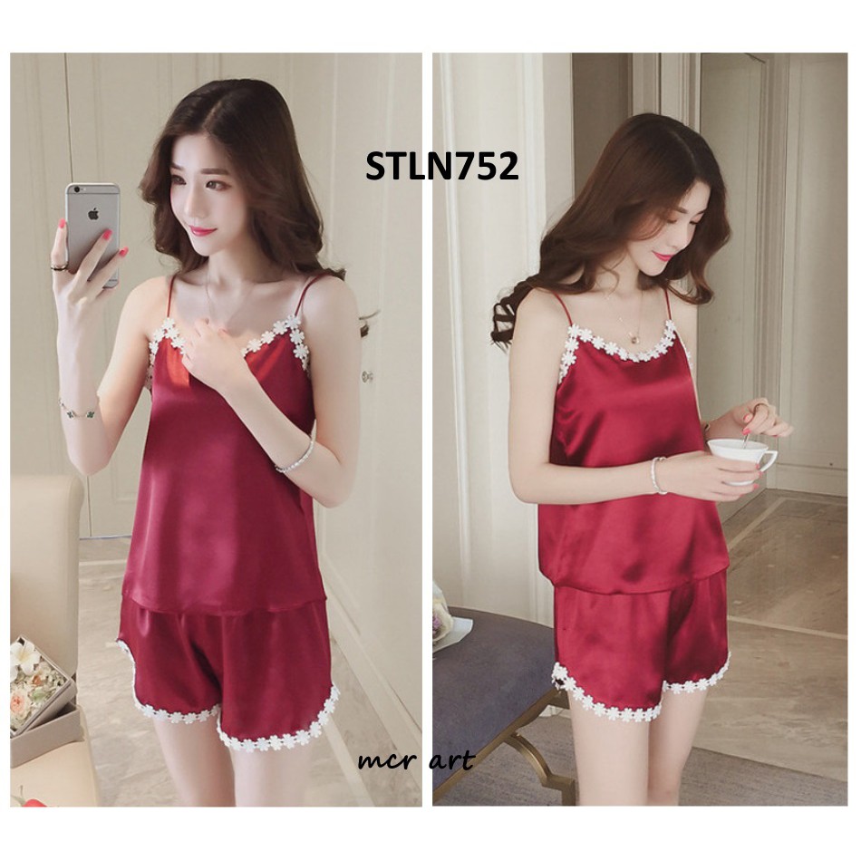Baju Tidur Wanita Tanktop Satin
