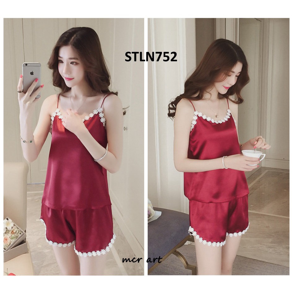 Baju Tidur Wanita Tanktop Satin