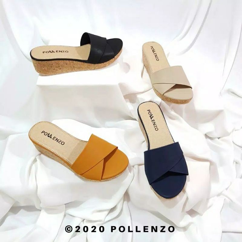 Sandal selop wedges hak 5cm wanita