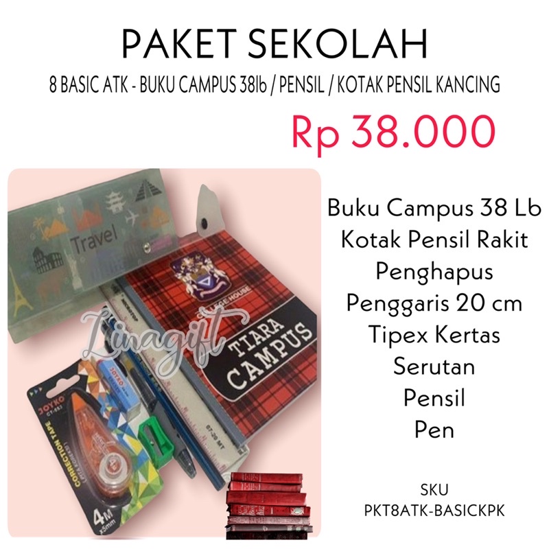 ( Set Paket Basic ) STATIONERY SET 7 MACAM - ALAT TULIS SEKOLAH - SOUVENIR / GOODIE BAG / HADIAH KADO