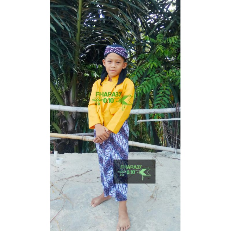 Set Beskap Anak TK-SD-SMP / Beskap+Rok Batik Putih+Blangkon Samurai / Beskap Anak Murah