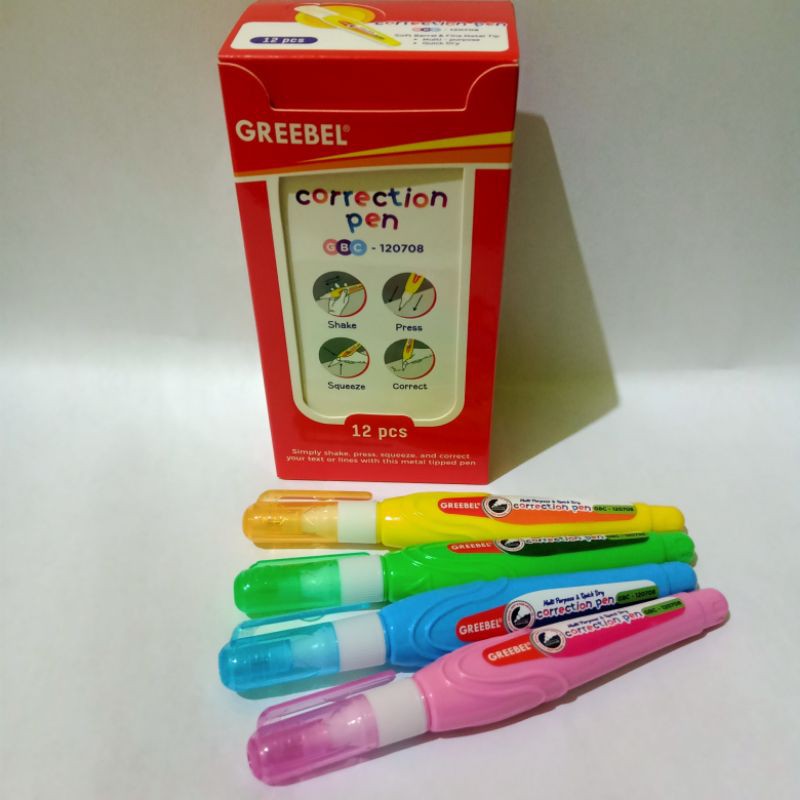 

SELUSIN ( 12 PCS ) Correction Pen Tip Ex Greebel Tip-Ex Tip-x Stipo Cair Greebel Kecil