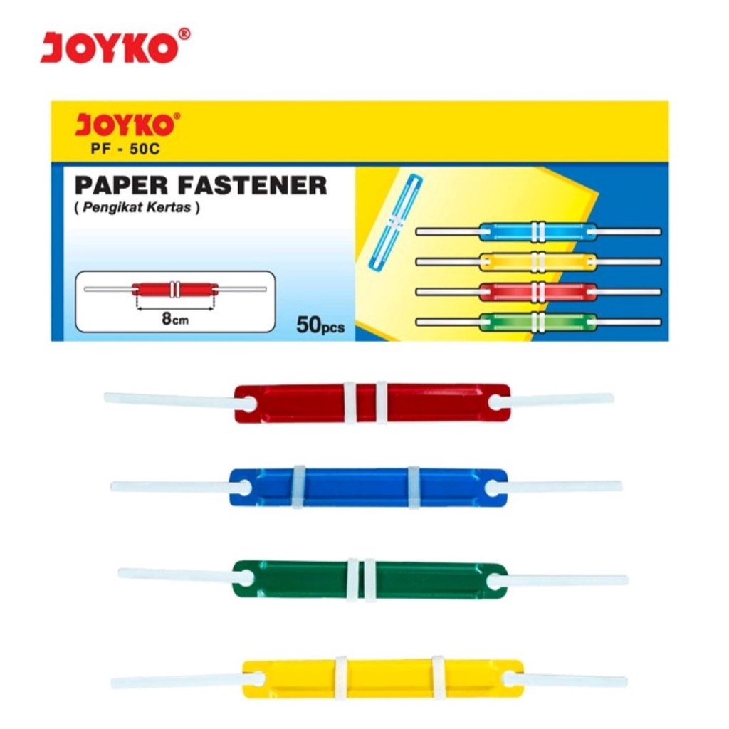 

Paper Fastener Pengikat Kertas Joyko PF-50C Color 1 Box 50 Pcs