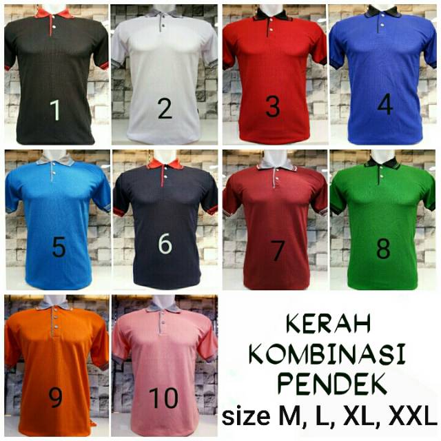 Kaos Kerah Polo Shirt Kombinasi Kerah Lis Lengan Pendek Untuk Cewe Cowo Seragam Partai