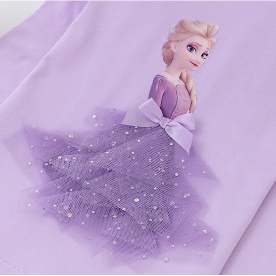 Atasan Frozen Elsa Anak Perempuan Katun Lengan Panjang Motif Kartun Karakter Import Grosir