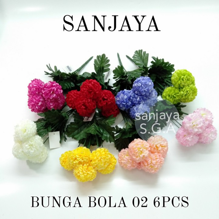 Bunga Bola Artificial / Bunga Bola Palsu / Bunga Bola Plastik / Bunga Hias Dekorasi / Bunga Bola 02 6Pcs