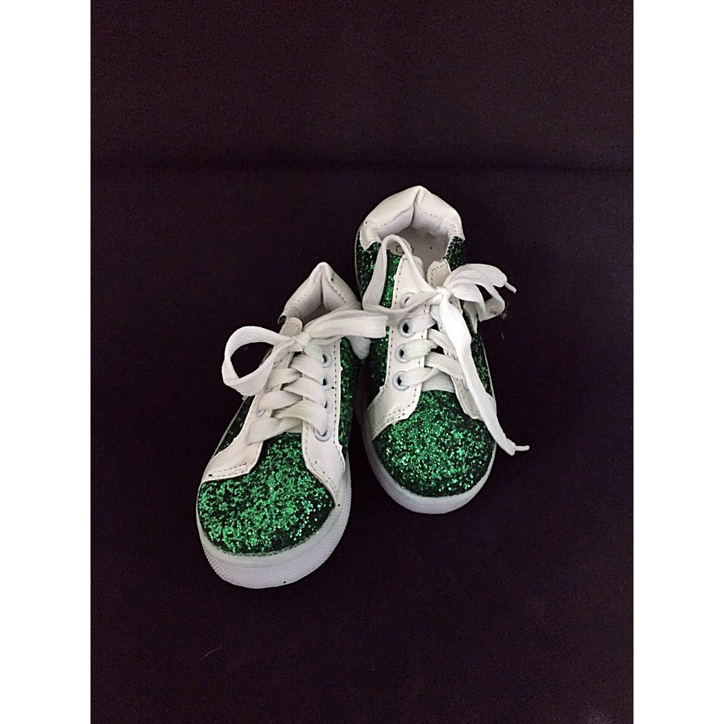 sepatu anak glitter star shoes glitter green untuk fashion anak perempuan