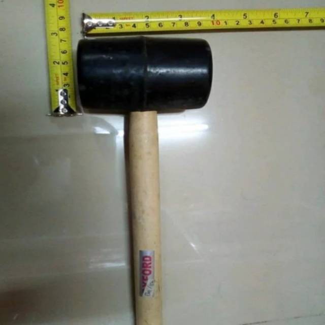 PALU KARET HITAM UNTUK KERAMIK /  GAGANG KAYU - BLACK RUBBER HAMMER 500G