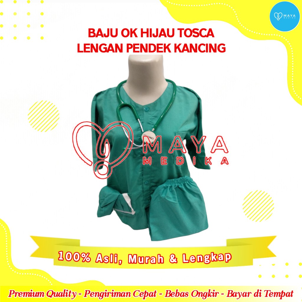 Baju OK Hijau Tosca Lengan Pendek Baju Kancing Celana Karet
