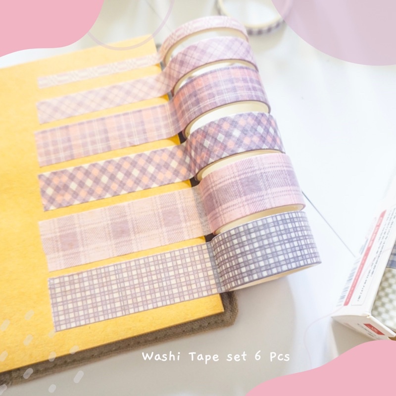 

1 Set 6 Pcs Selotip Paper Washi Tape Motif Dekorasi Jurnal Scrapbook Planner