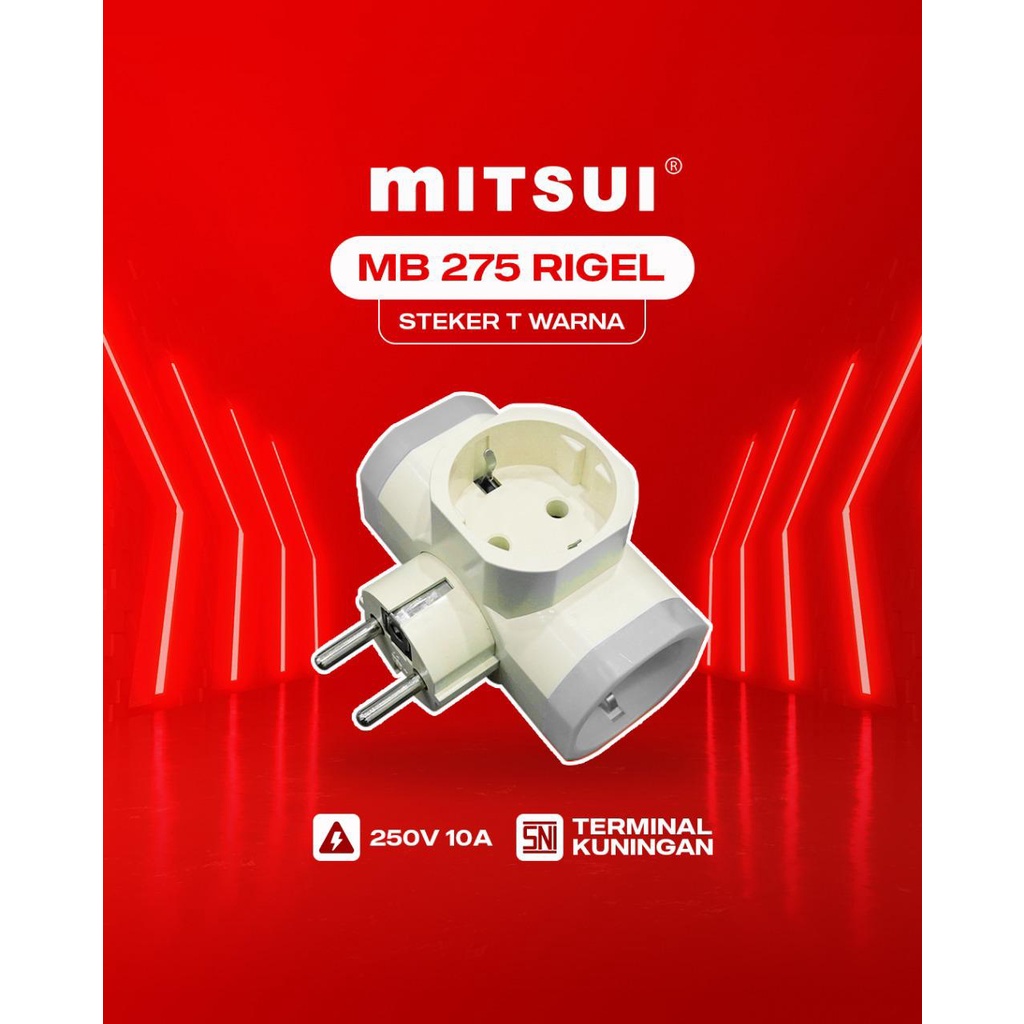 Steker T Arde Multi Warna MITSUI Dutron Colokan Cabang 3 Lubang DV STA 01 HG