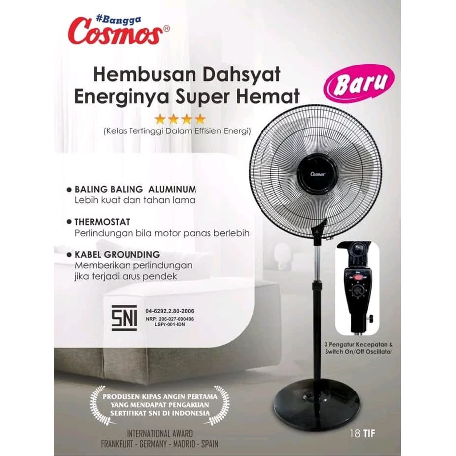 Kipas Angin Industri Cosmos 18-TIF Black (Besi)