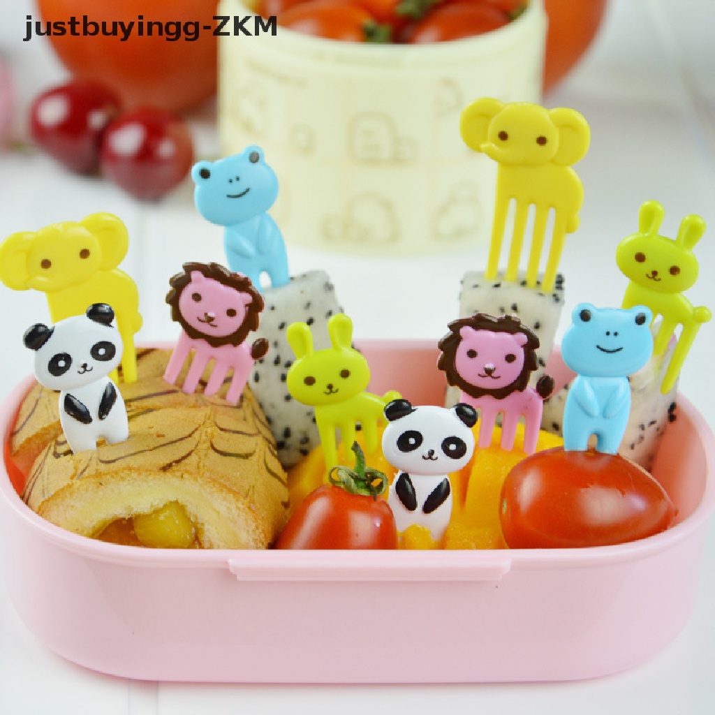 [justbuyingg] Set of 10pcs Cute Animals Food Picks Mini Cartoon Toothpick Fruit Forks Picks [zkm]