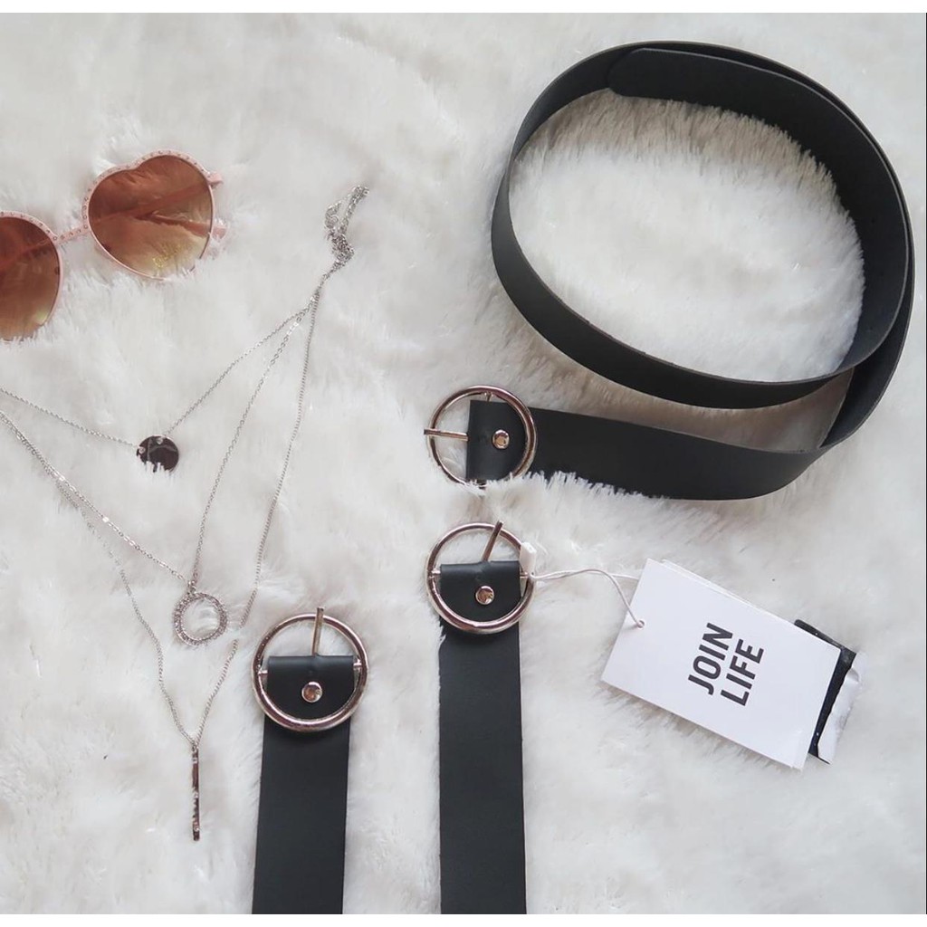 RING BELT IKAT PINGGANG WANITA GESPER BULAT POLOS KOREAN STYLE (RING BELT)