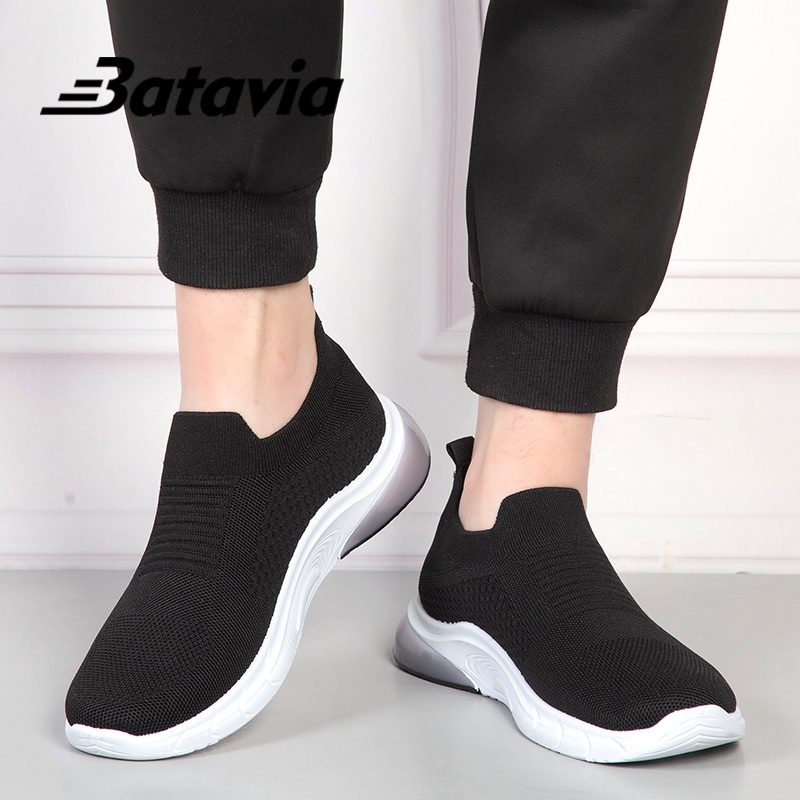 2023 terbaru sepatu pria import rajut sneaker Laki   premium bernapas olahraga   olahraga bebas biaya kirim  Batavia Shoes  B11 B12 B9 B10-B09 BLACK