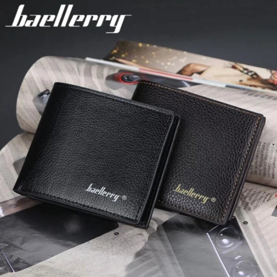 [ORIGINAL] Baellerry Dompet Lipat Pendek Kulit Pria Import Casual Style Men's Short Wallet PU Leather