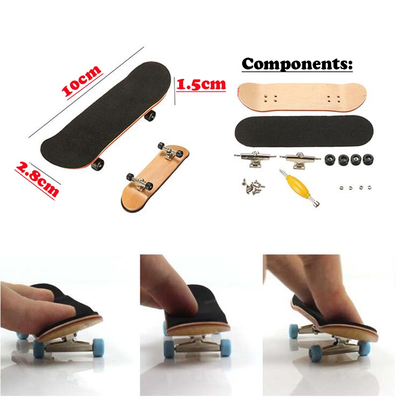 Set Mainan SkateBoard Jari Bahan Kayu Dengan Bearing Stent Untuk Hadiah Anak