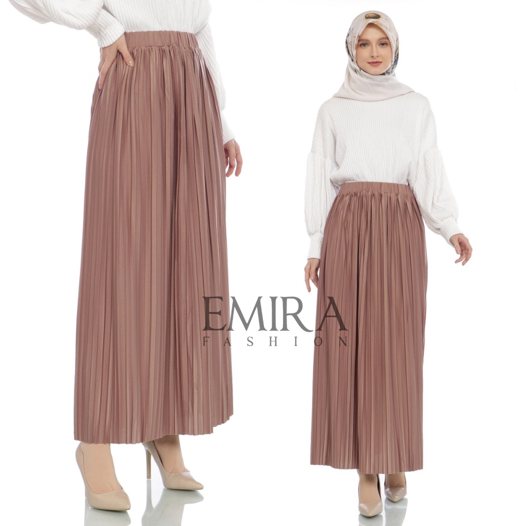 EMIRA ROK PLISKET PANJANG PREMIUM MODEL LURUS ALL SIZE JUMOB MUAT SAMPAI BB 80 KG