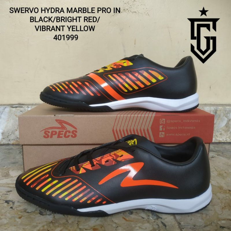 Sepatu Futsal Specs Swervo Hydra Marble Pro IN Black Bright Red [401999]