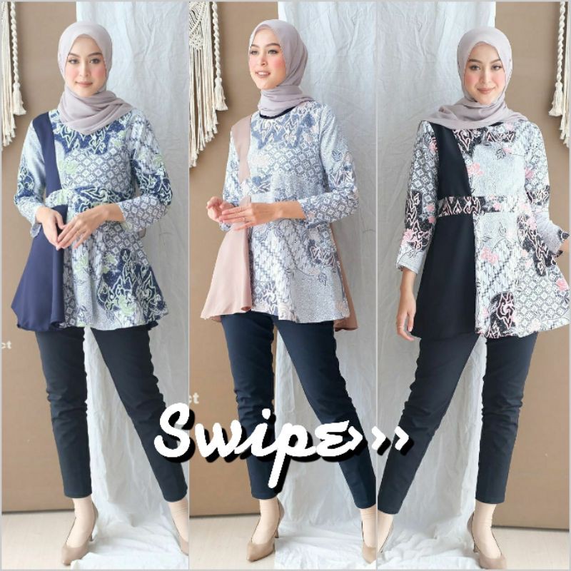 Simply Blouse Baju Batik Wanita Modern Atasan Batik Kerja Wanita Tunik Batik Kantor M L XL XXL Seragam Batik