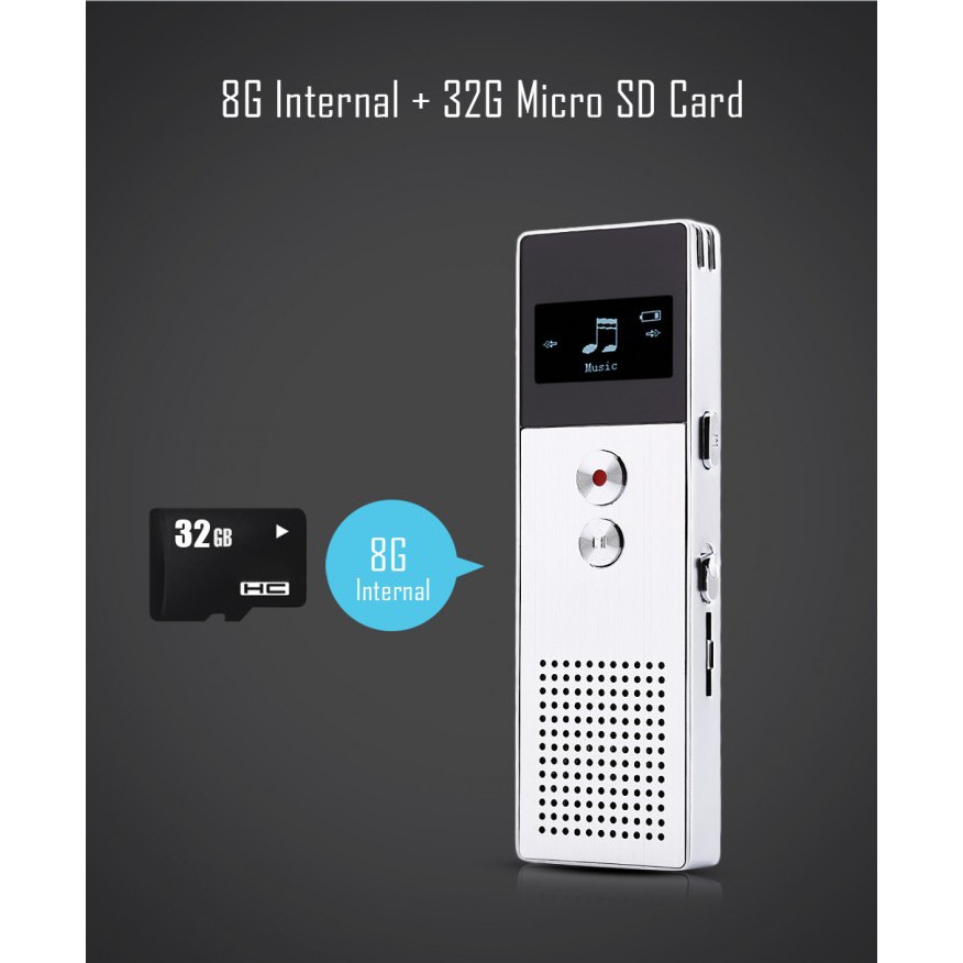 Perekam Suara Digital Super Slim SK222 Digital Voice Recorder HIFI Alloy - 8GB