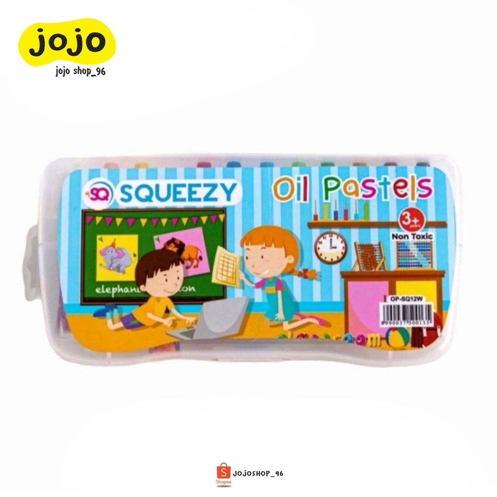 

Crayon Oil Pastel 12 Warna SQUEEZY OP-SQ12W Non Toxic Untuk Anak 3+ Tahun