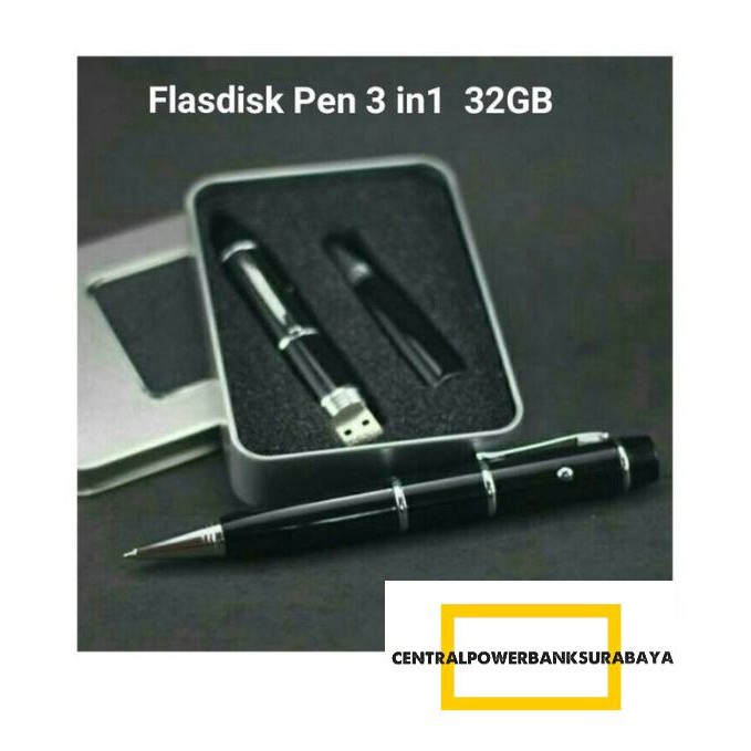 FLASHDISK PEN 32GB 3 IN 1 FLASHDISK + LASER + PULPEN