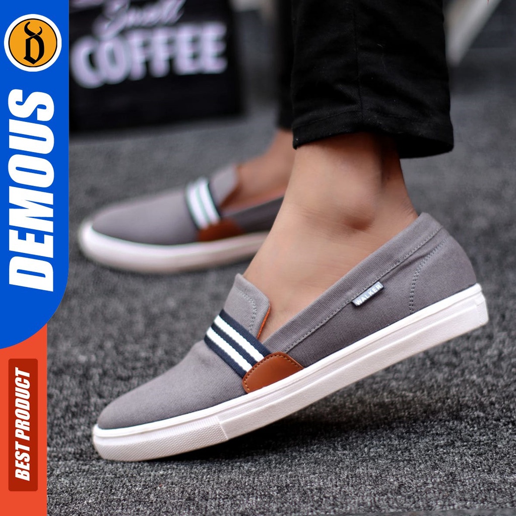 DEMOUS Kante - Sepatu Slip On Casual Slop Pria Kanvas