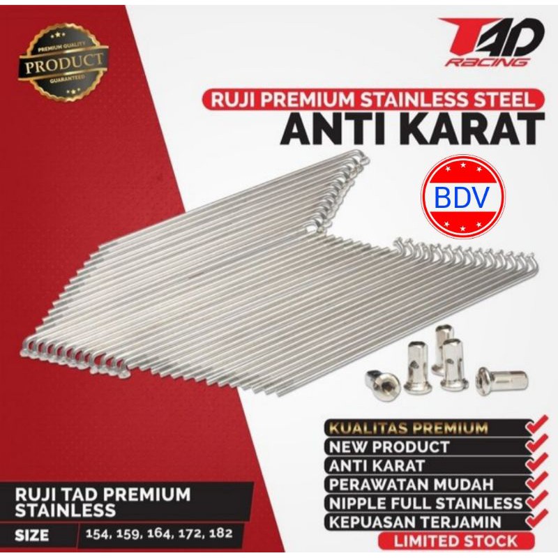 Ruji Stainless TAD/ Ride It 9 x 184, 172,164, 159, 157, 154, 130, 120, 89 Chrome