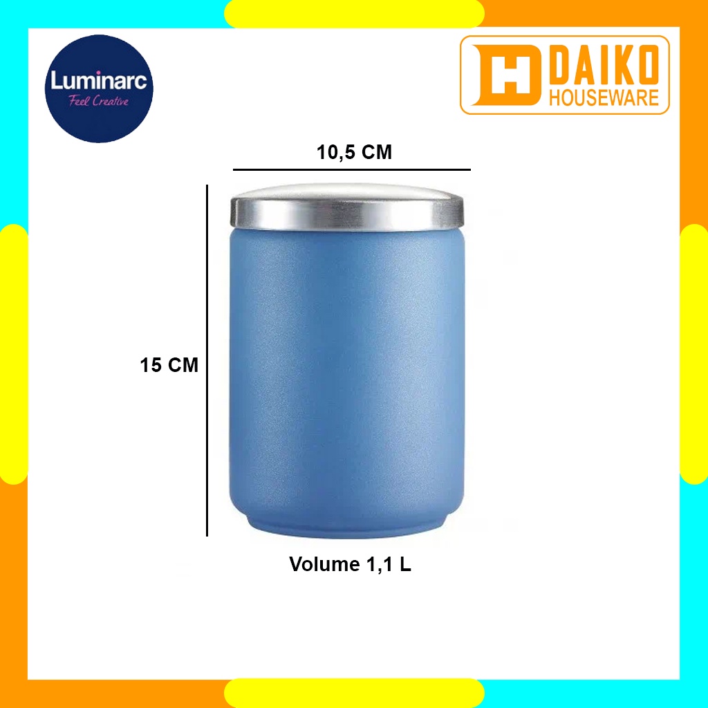 Toples Luminarc Loft Stony Blue Pot 1 L - Tempat Makanan - Storage Original Luminarc