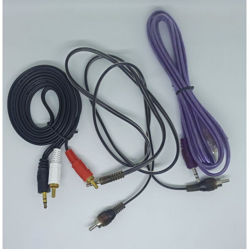 kabel rca to jack 3.5 hp laptop audio merah putih ke port music