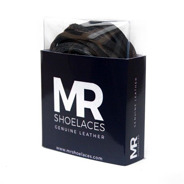 MR Shoelaces LR01 Black (Hitam) - Tali Sepatu Kulit 60cm 80cm 100cm 120cm 150cm 200cm - Premium Shoelace Leather