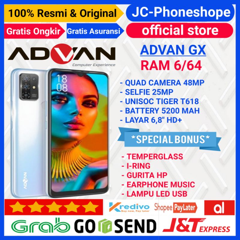 ADVAN GX RAM 6GB 64GB GARANSI RESMI - BONUS