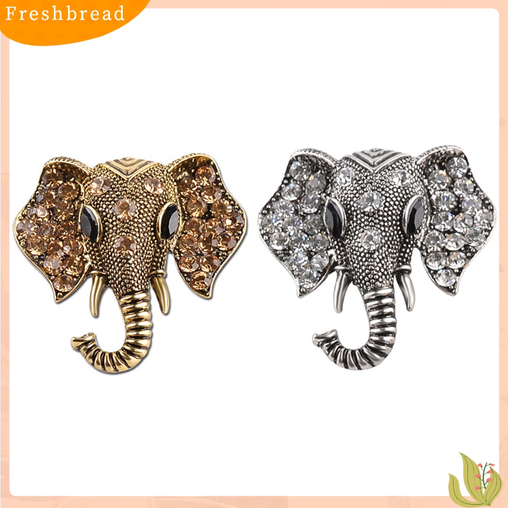 Terlaris Shining Rhinestones Elephant Head Brooch Pin Garment Hat Collar Decor Badge